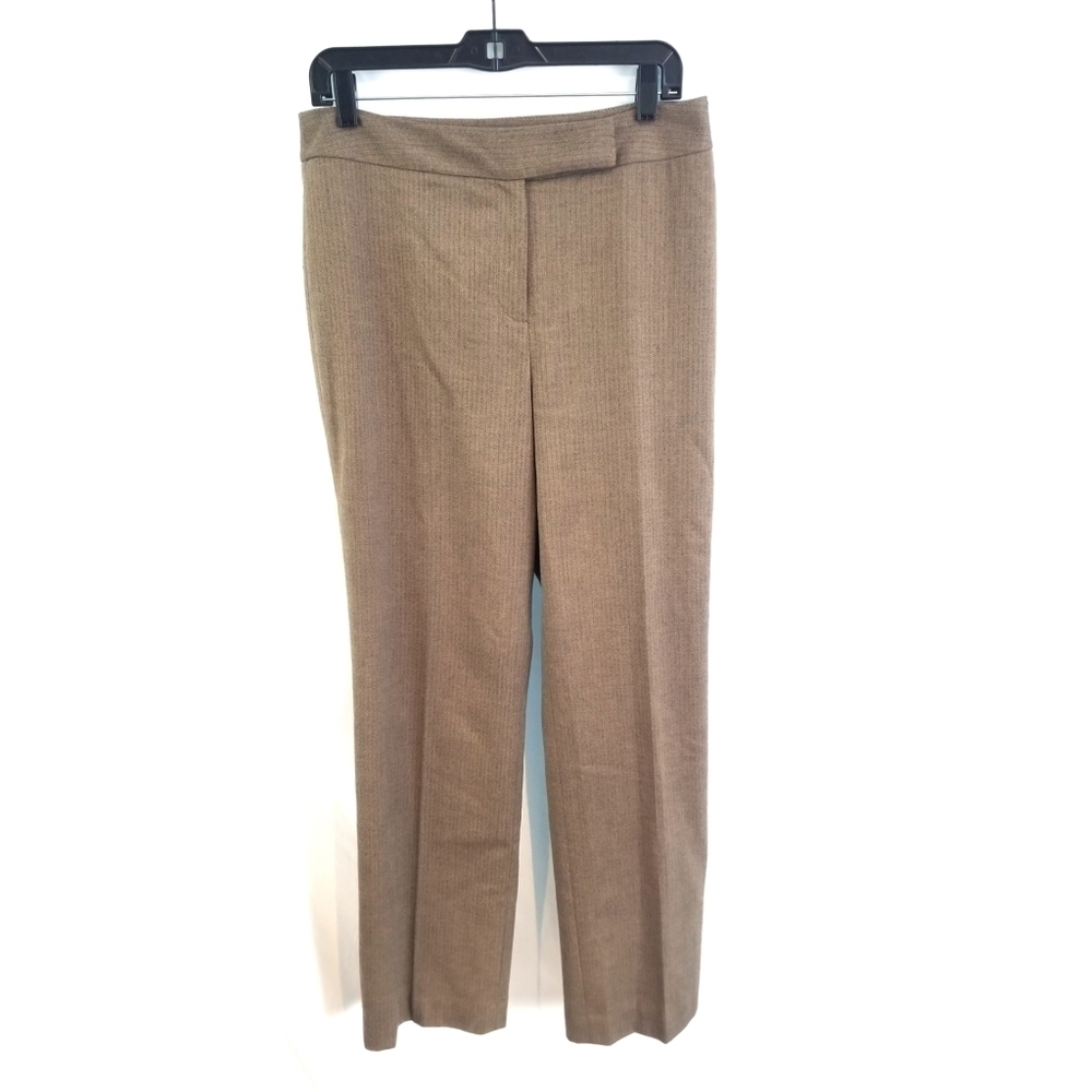 Kate Hill Size 6 Brown Tan Herringbone Dress Pants